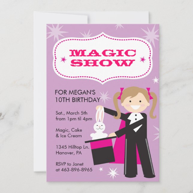 Invitations du Magic Show Party (Devant)
