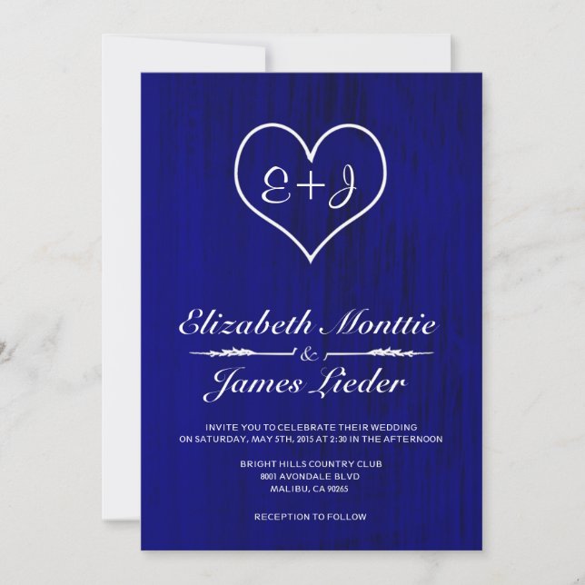 Invitations du Mariage campagnard Royal Blue (Devant)