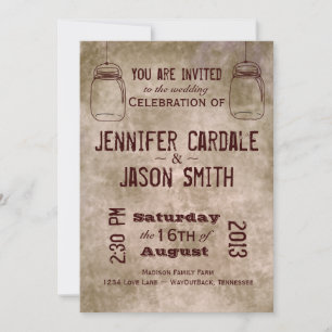 Invitations du Mariage campagnard Vintage Mason Ja