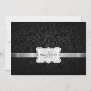 invitations du Mariage damassé de la Flore noire e