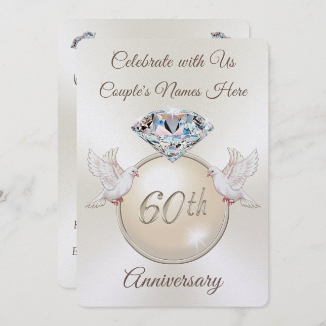 Invitations du Mariage du diamant (Devant / Derrière)