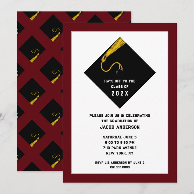 Invitations du Maroon Graduation Party (Devant / Derrière)