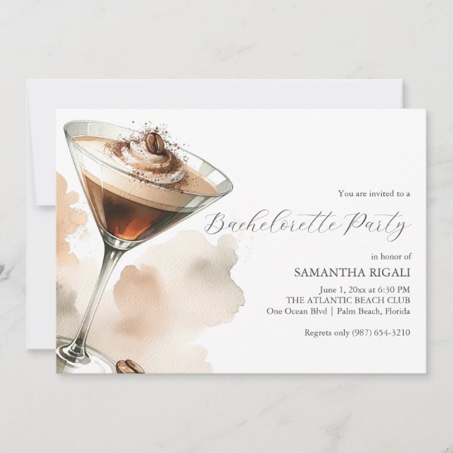 Invitations du Martini Horizontal Bachelorette Par (Devant)