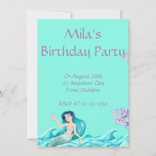 INVITATIONS DU MERMAID, INVITATIONS D'ANNIVERSAIRE