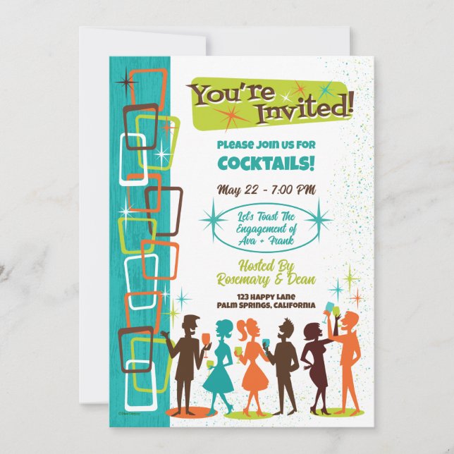 Invitations Du Milieu Du Siècle De Cocktail Modern (Devant)