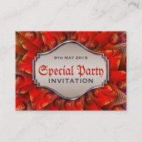 Invitations du mini parti Red Gothal Fractal Swirl
