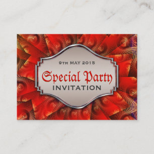 Invitations du mini parti Red Gothal Fractal Swirl