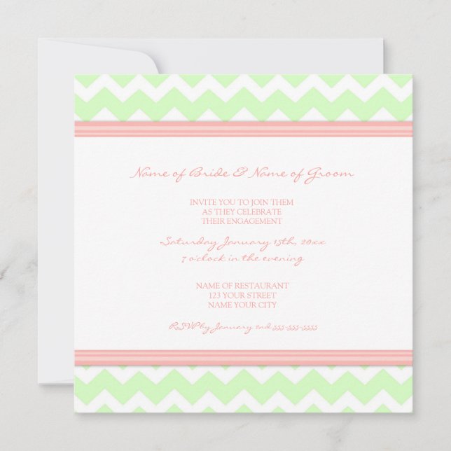 Invitations du Mint Coral Chevron (Devant)