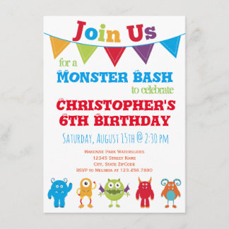 Invitations du Monster Anniversaire de enfant
