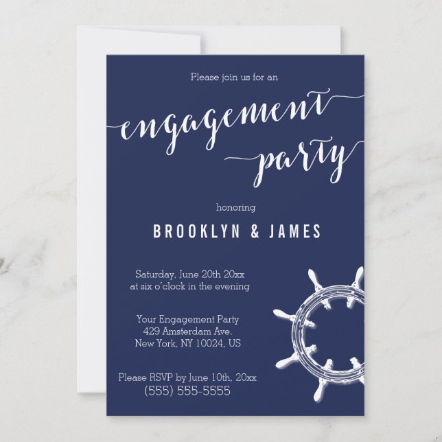 Invitations du Nautical Blue Engagement Party (Devant)