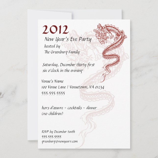 Invitations du Nouvel An 2012 (Devant)