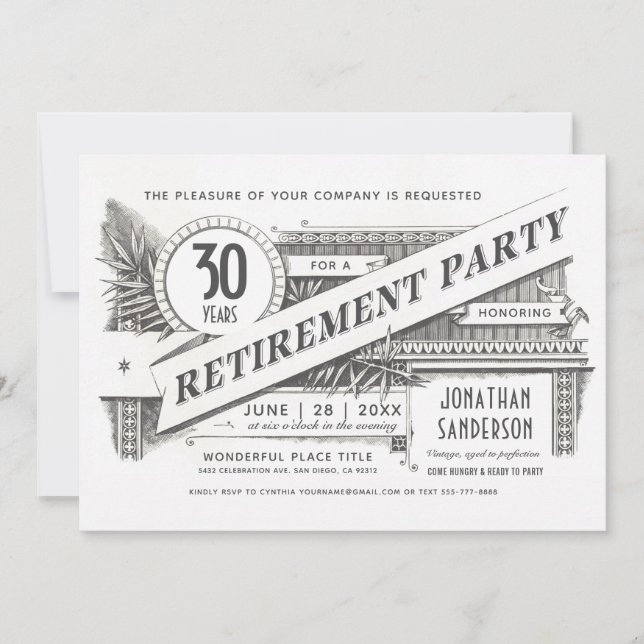 Invitations du parti de retraite| Vintage suprême (Devant)