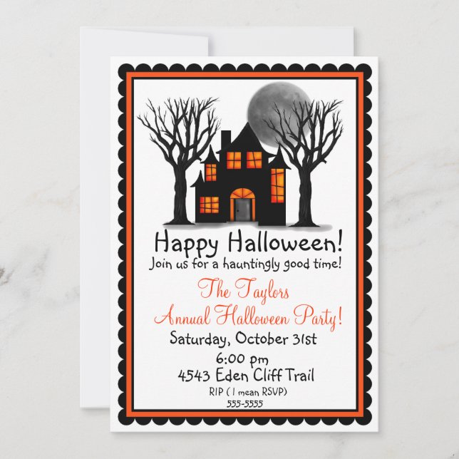 Invitations du parti Halloween à la Maison hantée (Devant)