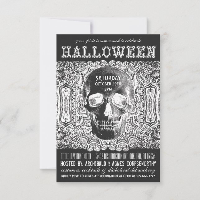 Invitations du parti Halloween - Black Steampunk (Devant)