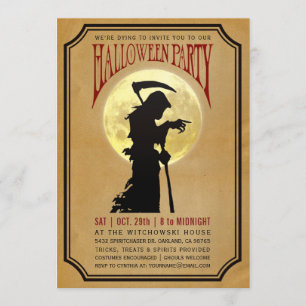 Invitations du parti Halloween Moon & Grim Reaper