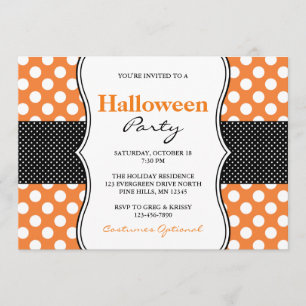 Invitations du parti Halloween Pois
