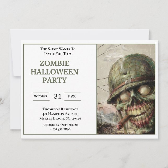 Invitations du parti Halloween Zombie (Devant)