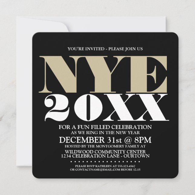 Invitations du parti NYE élégant (Devant)