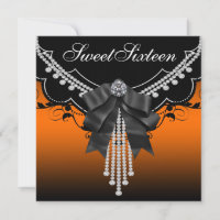 Invitations du parti Sweet sixteen orange noir