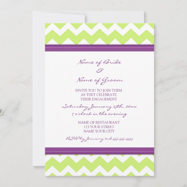 Invitations du Plum Lime Chevron (Devant)