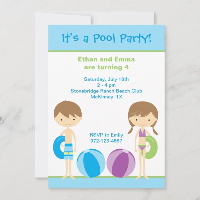 Invitations du pool Party (Devant)