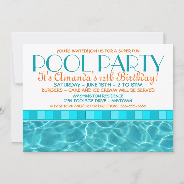 Invitations du pool Party (Devant)