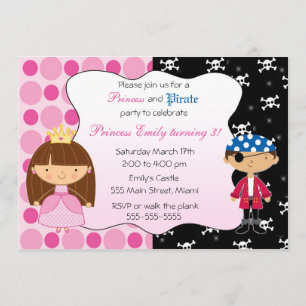 Invitations du Princess Pirate Anniversaire de enf