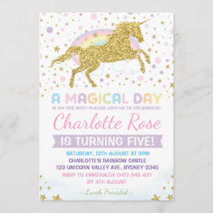 Invitations du Rainbow Unicorn Birthday Invitation