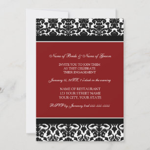 Invitations du Red Damask Photo Engagement Party