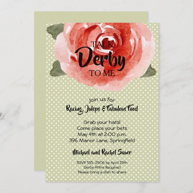 Invitations du Red Rose Derby Party (Devant / Derrière)