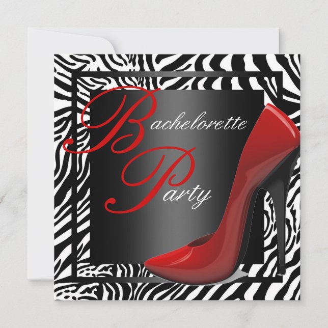 Invitations du Red Zebra Bachelorette Party (Devant)