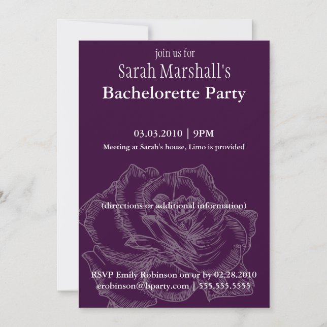 Invitations du Rose Bachelorette Party (Devant)