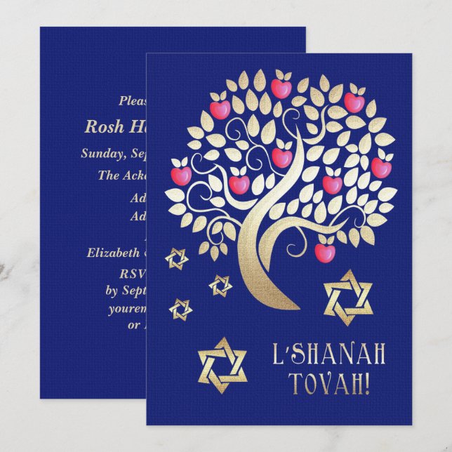 Invitations du Rosh Hashanah Celebration Party (Devant / Derrière)