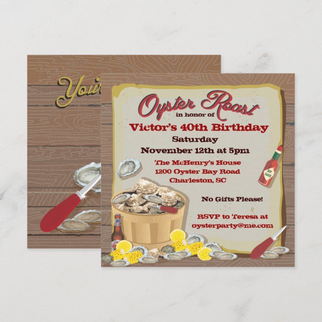 Invitations du rôti d'huître (Devant / Derrière)