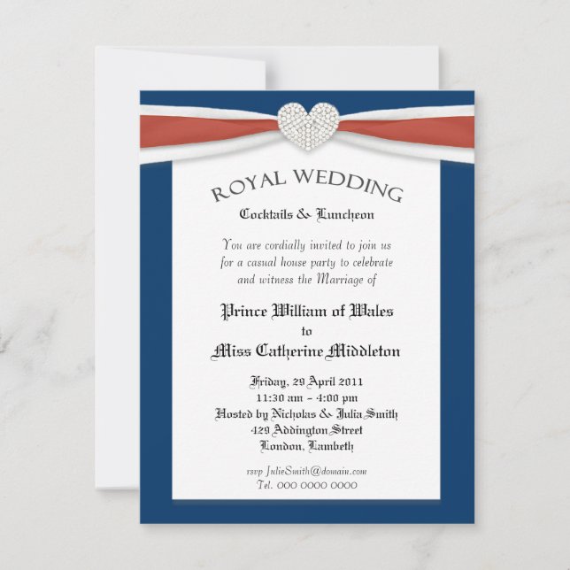 Invitations du Royal Mariage Watch House Party (Devant)