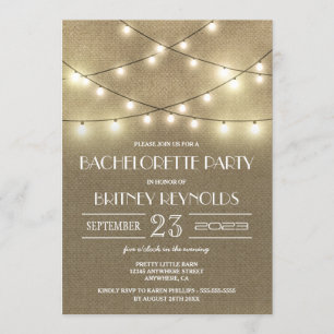 Invitations du Rustic Burlap Bachelorette Party