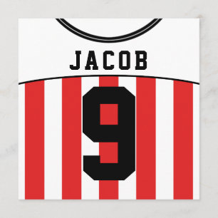 Invitations du Soccer Jersey à thème Modèle, Rouge