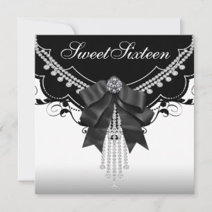 Invitations du Sweet sixteen noir blanc