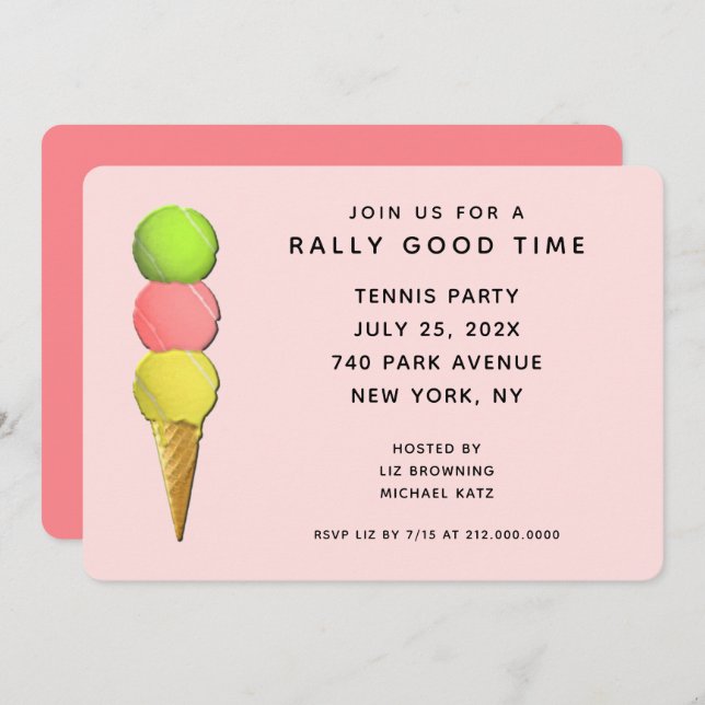 Invitations du Tennis Party (Devant / Derrière)