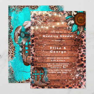 Invitations du Wedding shower des bottes turquoise