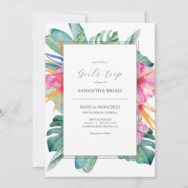Invitations du week-end Fleurs tropicales (Devant)