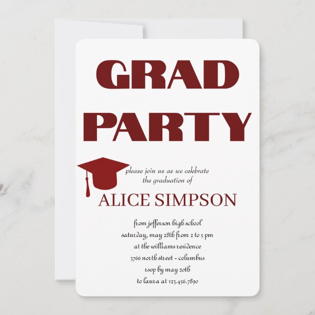 Invitations d'une partie de diplôme simple (Devant)