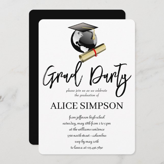 Invitations d'une partie de diplôme simple (Devant / Derrière)