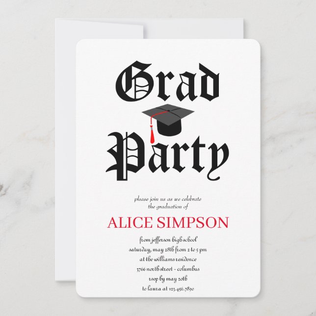 Invitations d'une partie de diplôme simple (Devant)