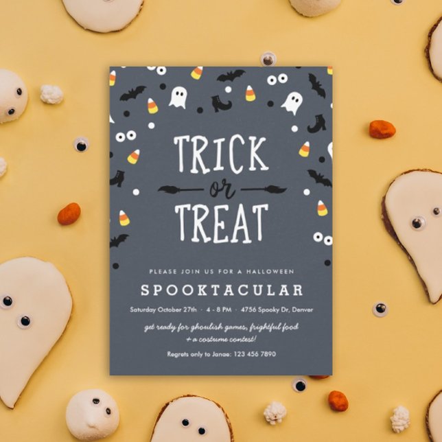 Invitations éffrayant Confetti Cute Halloween Part (trick or treat Halloween Spooktacular party invitation)
