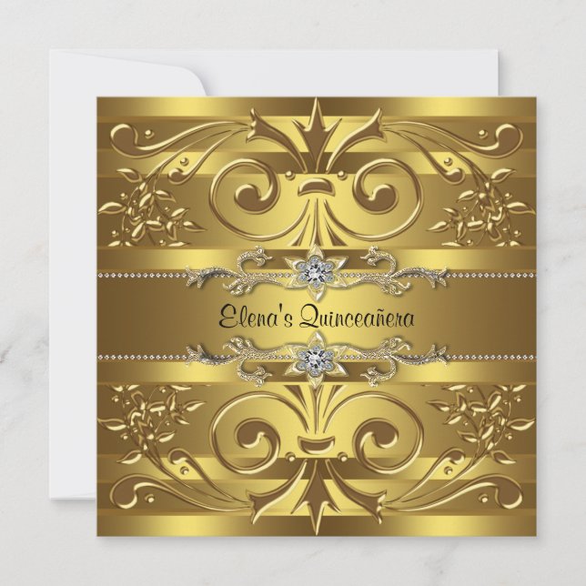 Invitations Elegant Gold Quinceanera (Devant)