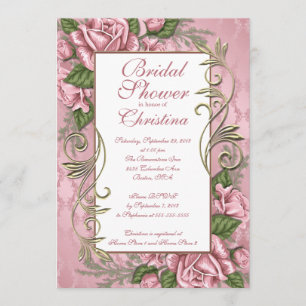 Invitations Élégantes à la douche nuptiale rose