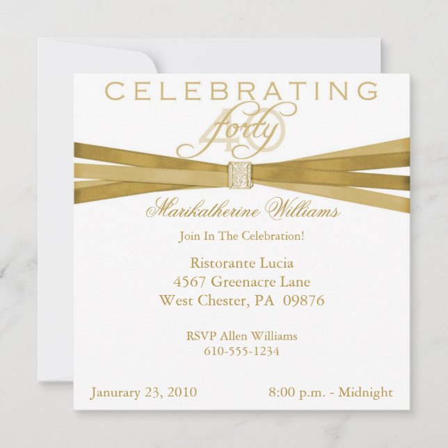 Invitations élégantes à la fête du 40e anniversair (Devant)