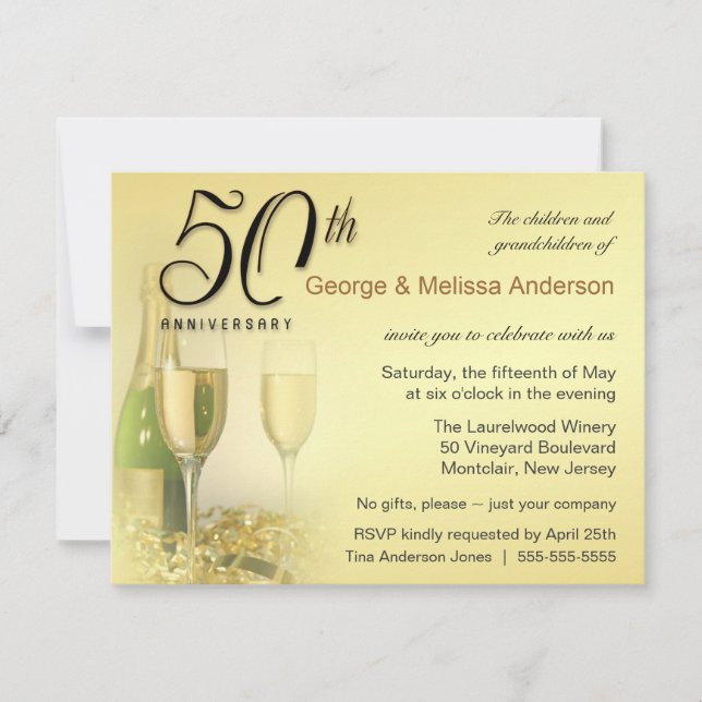 Invitations élégantes à la fête du 50e anniversair (Devant)