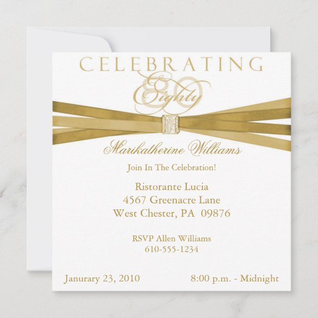 Invitations élégantes à la fête du 80e anniversair (Devant)